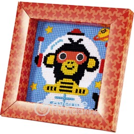 Avenue Mandarine KC121C Pix Gallery Creative Set, Small Tambourine 13 x 13 cm for Embroidery and Sewing, Ideal from 6 Years, Cosmonaut, 1 Set