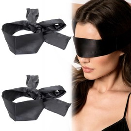 Sleeping Mask, Eye Mask, Sleep Mask, Silk Eye Mask, Satin Eye Mask, Sexy Blindfold for Sleeping, Sexy Eye Mask, Blindfold, Eye Mask, Bound Eyes, Pack of 2 (Black)