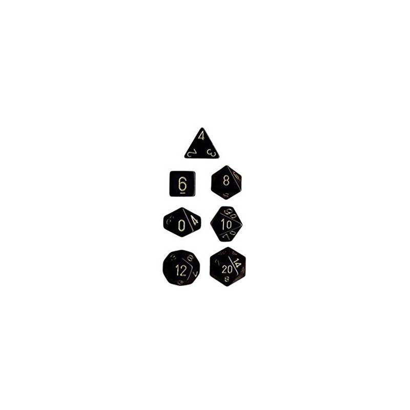 Polyhedral 7-Die Opaque Dice Set - Black with Gold