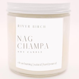 River Birch Candles Nag Champa Scented Candle | Premium, All-Natural, Non-Toxic, Soy Candles | 16oz 90 Hr Burn Time | Cozy Relaxing Gifts for Home