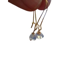 Golden Kidney hook and moonstone earrings – natural stone: unique earrings in gold and light blue