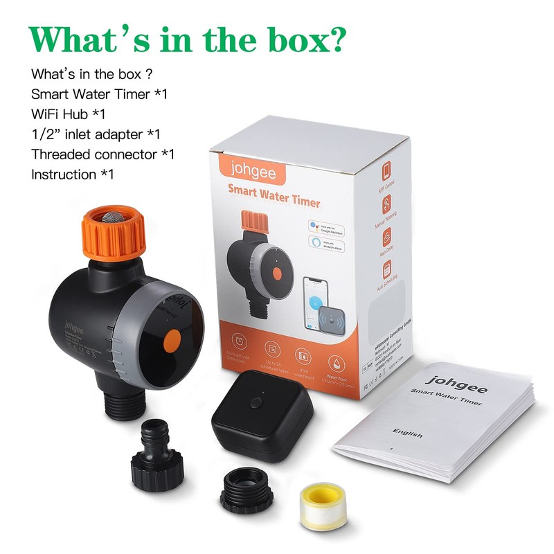 Smart Irrigation Timer with Wi-Fi Hub, Bluetooth Hose Timer with