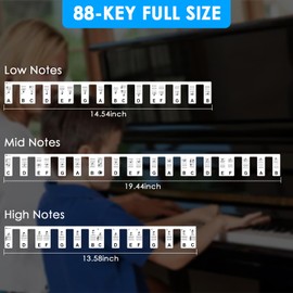 BROTOU Removable Piano Notes Guide for Beginner, Piano Keyboard Note Labels for 88 Key Full Size, No Need Stickers, Made of Silicone&Reusable, Comes with Box (Black)