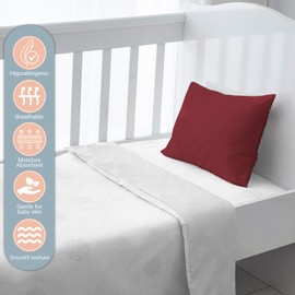 Pizuna Crib Pillow Cover 40x60cm Rio Red, 2pc 400 Thread Count 100% Long Staple Cotton Highly Breathable Sateen Weave Baby Toddler Pillow Cases For Boys And Girls By