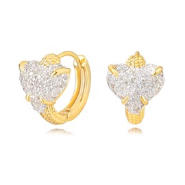 VACRONA Gold Huggie Hoop Earrings for Women 14K Gold Plated 925 Sterling Silver Posts Cubic Zirconia Lightweight Star Heart Trendy Hypoallergenic Jewelry