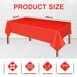 Yaure Joy Red and White Striped Table Skirt and Red Table Cloth for Carnival Home Party Decoration, 165 x 30 Inches (2)