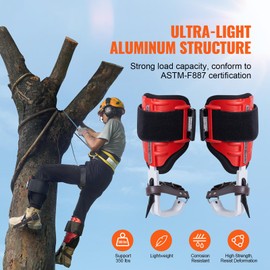 Happybuy Tree Climbing Spikes, 1 Pair Aluminum Climbing Spurs, 350lbs Load Capacity Tree Climbing Gear with Straps and Spike Protectors, Arborist Equipment for Climbers, Hunting, Fruit Picking, Red