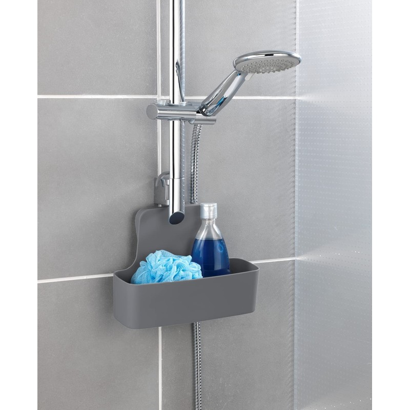 WENKO Barcelona Shower Caddy with Shelf, Moveable Hook, Hanging on