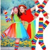 NT-ling Womens Rainbow Knee High Socks Gloves Striped Arm Warmer