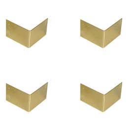 Leliafleury 4Pcs Brass Corner Protectors 6cmx6cm Right Angle Corner Brace Brass Edge Guard for Box Furniture Table Chair, Gold