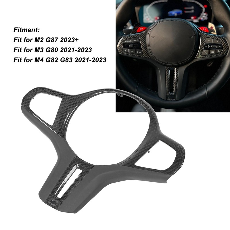 Car Steering Wheel Frame Cover Trim Sticker Decoration Carbon Fiber
