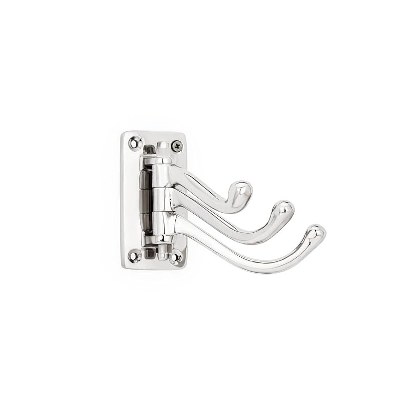 NKlaus Swivelling Triple Coat Hook - Solid Brass, Silver -