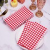 100 Pcs Red Gingham Napkins Disposable - Red and White