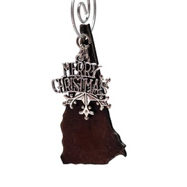 NEW HAMPSHIRE Christmas Ornament, Small, Rustic Metal with Merry Christmas and Snowflake Charms