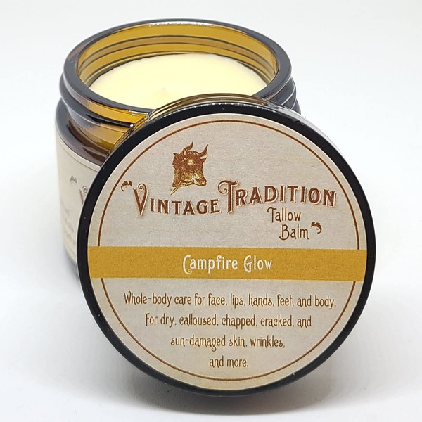 Vintage Tradition Beef Tallow All Purpose Balm – Healing, Hydrating Warm Ginger Skin Care Salve Replaces Body Lotion, Hand Cream, More – Essential Oil, Olive Oil, and Grass-Fed Tallow, 2 fl. oz.