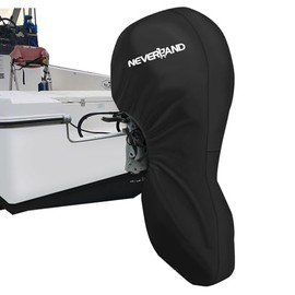 JUSTHUNDER Boat Cover Waterproof Trailerable - Outboard Motor Cover Resistant Fade and Crack Waterproof Outboard Engine Covers Fits 100-150HP Motor Black
