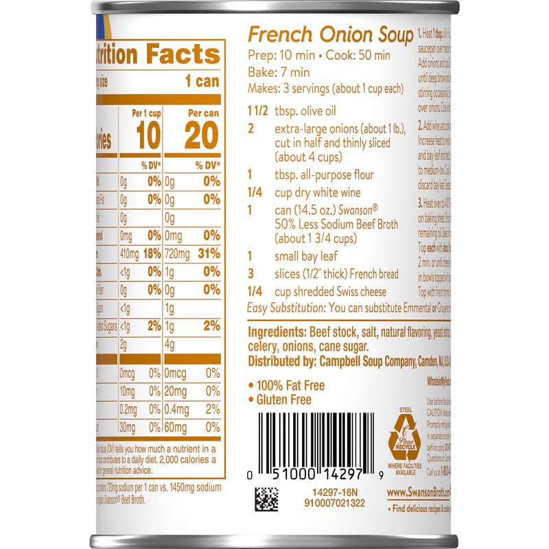Swanson 50% Less Sodium Beef Broth, 14.5 oz. Can (Pack of