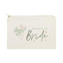 The Cotton & Canvas Co. Floral Mother of the Bride Wedding Cosmetic Bag, Bridal Party Gift and Travel Make Up Pouch