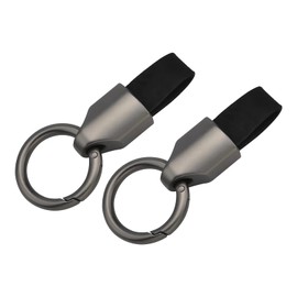 Dogary 2 PCS Car Leather Keychain Clip, Matte Keychain Rings for Car Keys, Smooth and Wear-Resistant Unisex (Black)