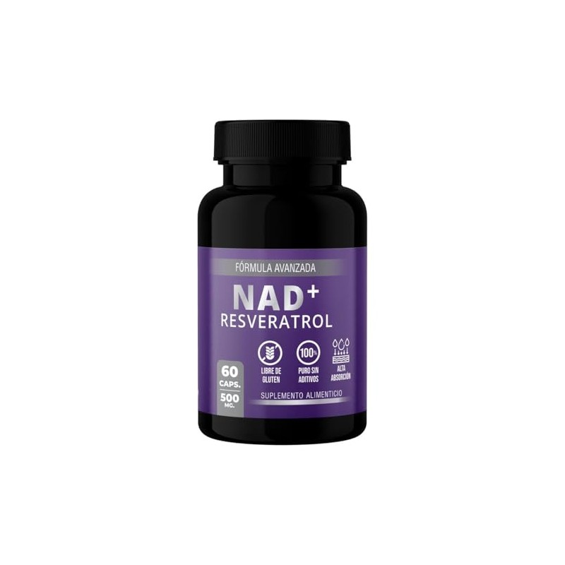Suplemento Alimenticio Nad Resveratrol Cápsulas 500 Alta Absorción Gluten Aditivos