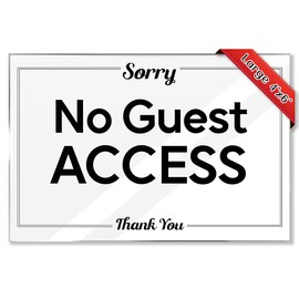 Host Essentials - "Sorry No Guest Access, Thank You" Sign - 4"x6" Acrylic with Mounting Tape - Clear No Access Sign for Rental Homes, Owner’s Closet, Supply Room, Office, or Private Areas (Pack of 5)