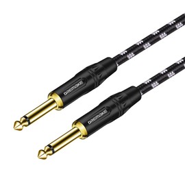 DREMAKE Jack 6.35mm TS 1/4 Inch Male to 1/4 Inch Male Guitar Cable 6.35mm Quarter Inch Audio Guitar Instrument Speaker Cord for Electronic Organ, Equalizer, Amplifier, Keyboard Black/White Tweed - 6FT