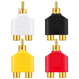 4 Pcs RCA Y Splitter Plug Adapter 2 Female to 1 Male for Audio Video Av Tv Cable Convert, Just Plug and Play