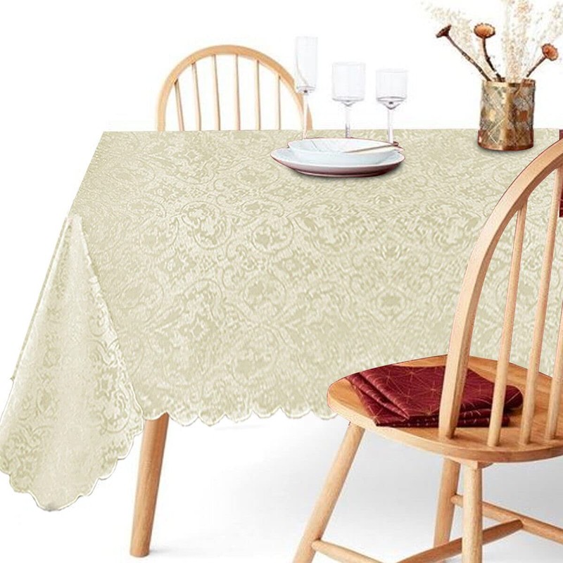 Classic Damask Printed Jacquard Tablecloth Washable Rectangle Round Runner Napkin