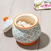Patterned Sugar Bowl/Pot with Lid - Blue/Orange