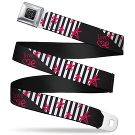 Buckle Down - Cinturón, BDC-W31242-1.0, Hombres, Love Me W/Sketch Stars & Stripes Black/White/Fuchsia, 1.0" Wide, 20-36" Long