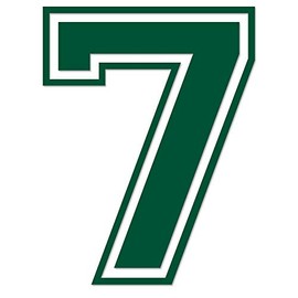 Applicable Pun Varsity Number 7 - Vinyl Decal - Forest Green 7 Inches Tall