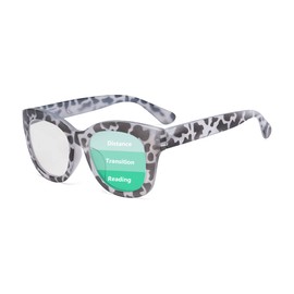 Eyekepper - Gafas de lectura trifocales de gran tamaño para mujeres - Protección UV Multifocus - Gafas de lectura trifocales Noline - Marco gris/tortuga +1,75