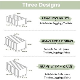 LEDON Wardrobe Clothes Organiser 7 Grids, White/Grey Foldable Clothes Storage Box for Home Storage & Organisation, Clothing & Closet Storage for Clothes, Jeans, Pants, Baby Clothes (Grey S 5PCS)