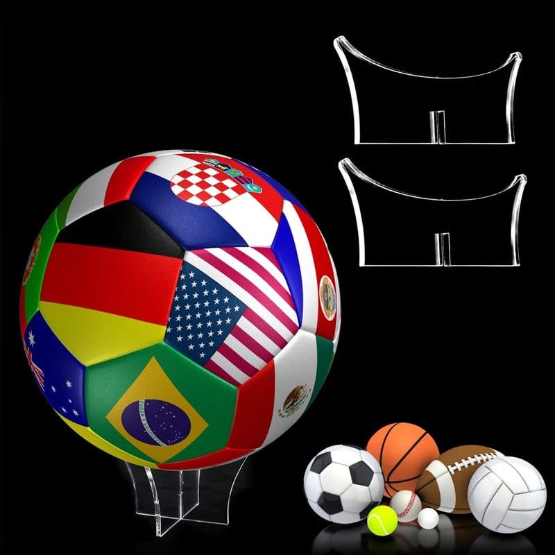 12cm Clear Acrylic Ball Stand Holder Display Rugby Basketball Football