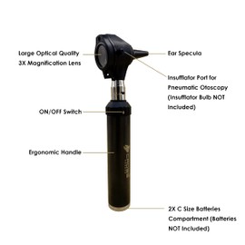 Cross Canada Physician LED Otoscope Diagnostic Set – Professional Otoscope for Physician, Medical Student, Nursing Student, Doctor, Nurse (Black)