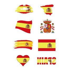 CARGEN® 5 Sheets Spain Flag Temporary Tattoos for Football Match World Cup National Flag Sticker for Ball Game Realistic Tattoos on Arm Face for Kids Adults Party Festival