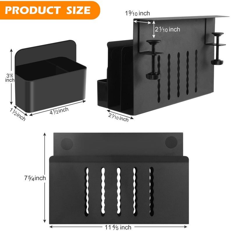 CIBOTIES Desk Side Storage, 2 Tier Steel Hanging Organizer, No