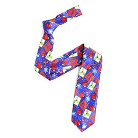 The Tie Co™ Festive Fun Christmas Secret Santa Novelty Gift Neck Ties (Mistletoe Bauble Blue)