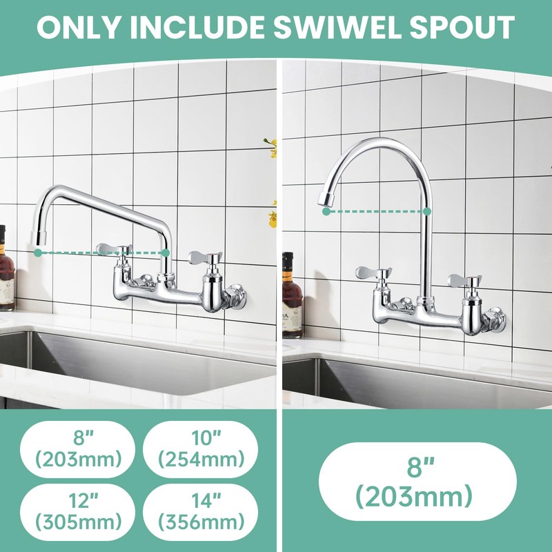 12” Swivel Swing Nozzle Spout for Commercial Kitchen Sink Faucet,Stainless