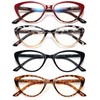 EYEURL 4-Pack Cat Eye Reading Glasses for Women Blue Light