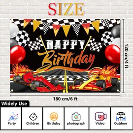 Racing Car Birthday Backdrop Race Car Birthday Party Decorations Racing Party Supplies Race Car Happy Birthday Background Banner Photo Props for Boys Birthday Two Fast Birthday Supplies, 1.8x1.2 m