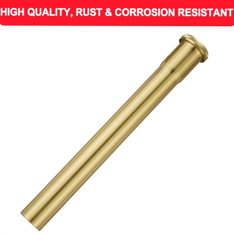 1-1/4 O.D x 12" Brass Slip Joint Extension Tube, Heavy