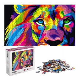 Hanylish Rompecabezas 1000 Piezas León A Colores Para Adultos