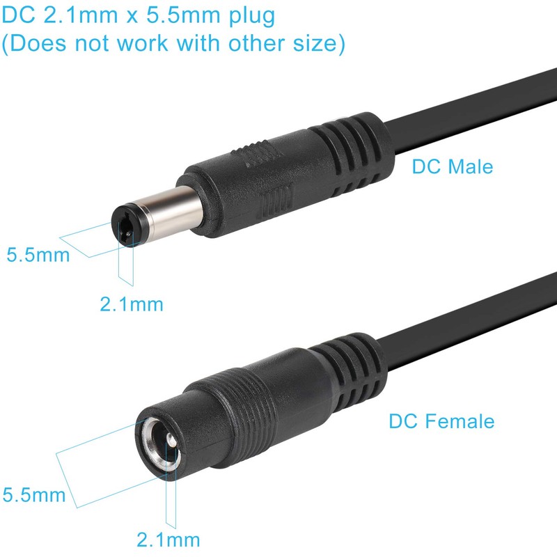 Uogw 3 Pack 25ft/7.5m DC Power Extension Cable 2.1mm x