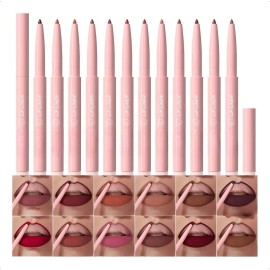 Set De 12 Delineadores De Labios Mate Y Fáciles De Aplicar