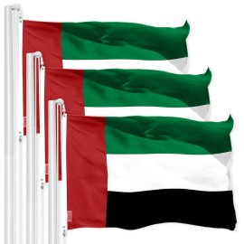 UD_G128 3 Pack: United Arab Emirates Emirati Flag  3x5 Ft  Printed 150D Polyester - Indoor/Outdoor, Vibrant Colors, Brass Gromme