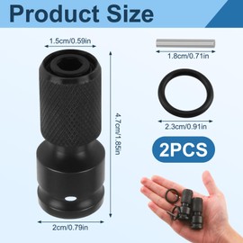 2 Pieces Socket Adapter Set, 1/2 Inch Square Drive to 1/4 Inch Hex Shank, Impact Wrench Bit Impact Wrench Adapter 1/2 to Bit for Impact Wrench, Black