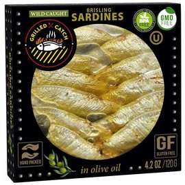 Grilled Catch Wild Caught Brisling Sardines in Olive Oil, 4.2 Ounce (Pack of 10)