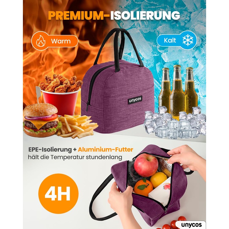 unycos Cooler Bag for Lunch, Thermal Bag with Insulating Layer,