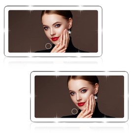 2PCS Car Sun Visor Vanity Mirror with 3 Light Modes & 80 LEDs, Rechargeable LED Cosmetic Makeup Mirror Essentials for Women, Dimmable Touch Control, Universal for Car Truck SUV